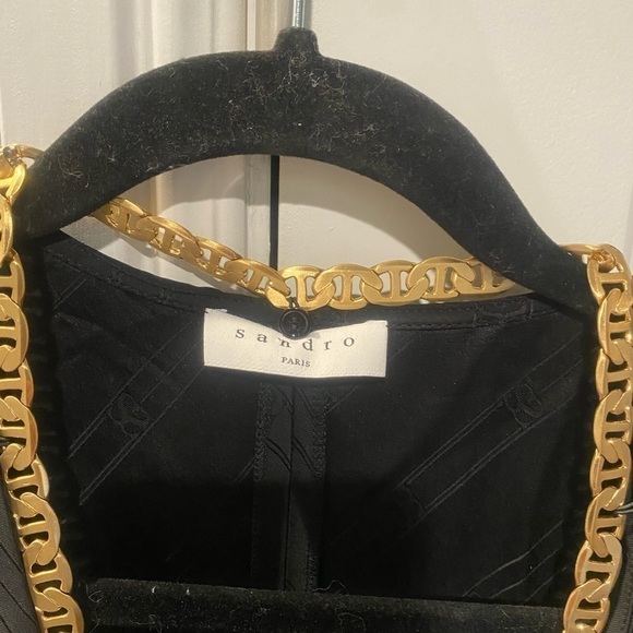 SANDRO black Jacquard Jumpsuit with gold chain - Picture 15 of 15